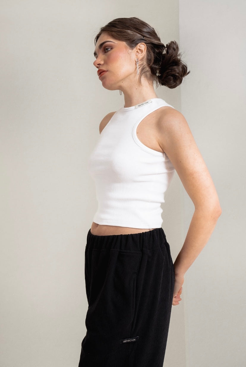 WHITE Ripped Tank Top