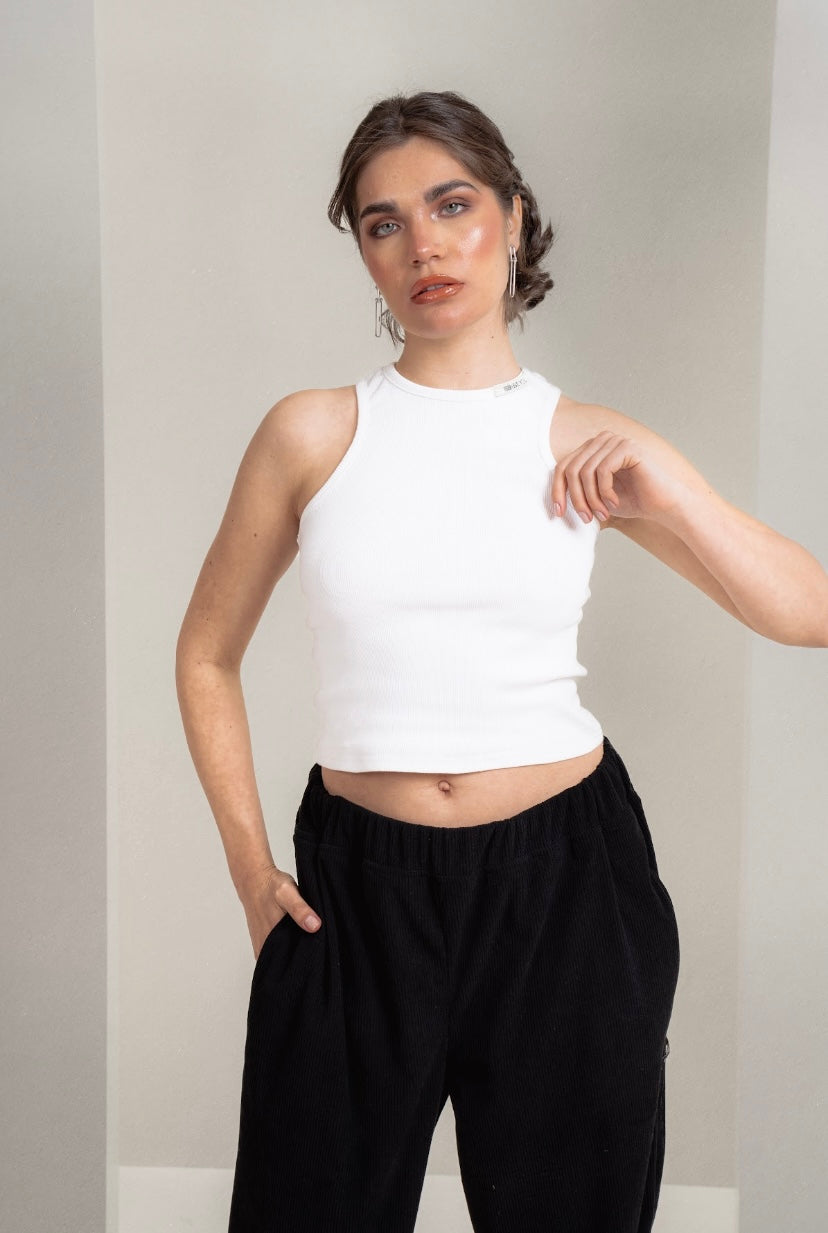 WHITE Ripped Tank Top