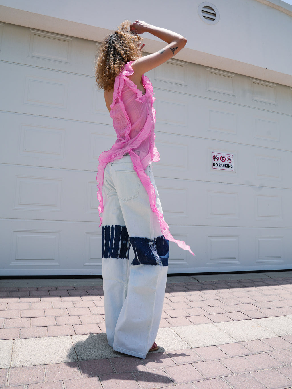 WIDE-LEG HIGH-WAIST JEANS WITH PAINTED KNEES