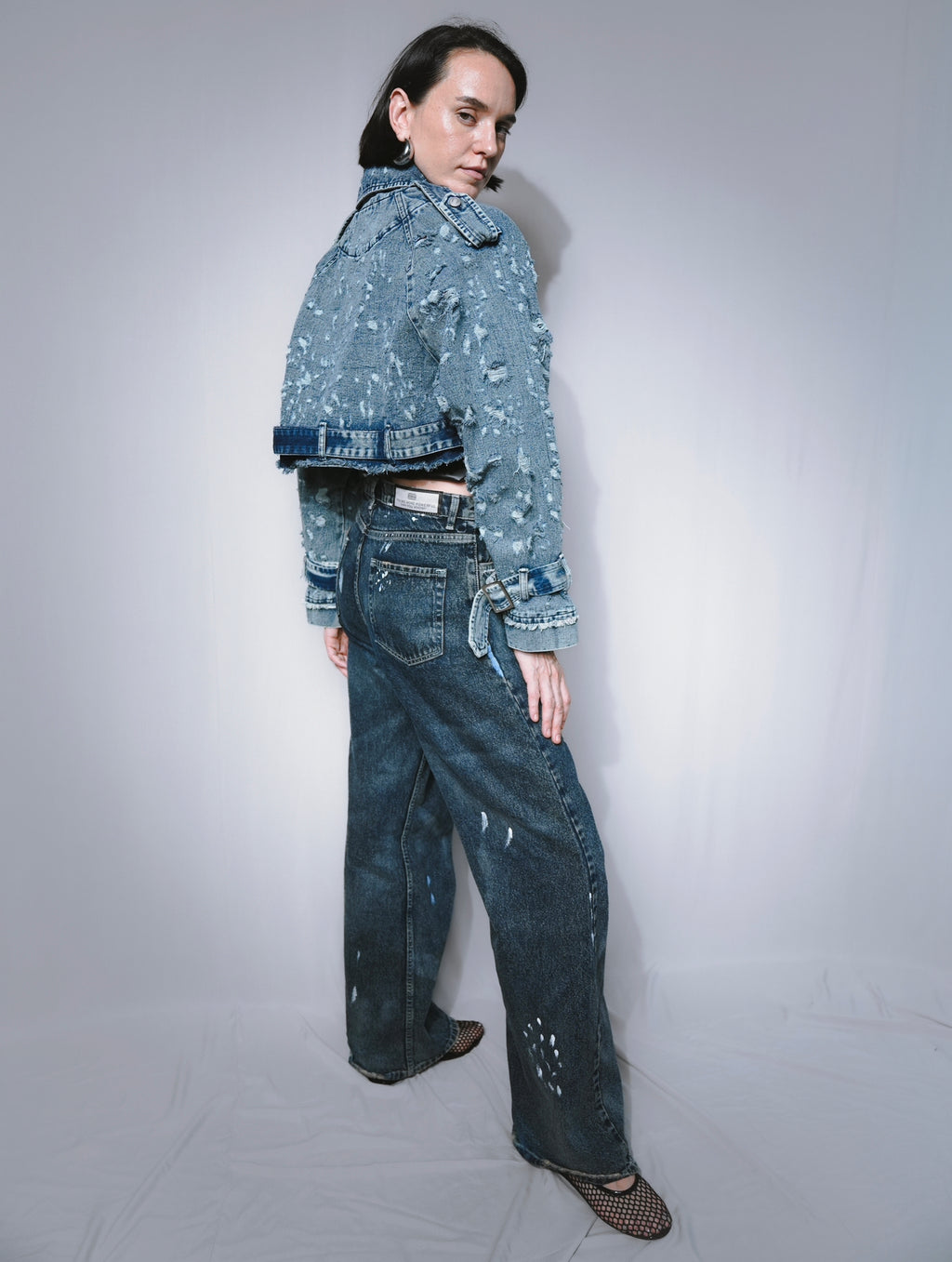 RIPPED-CROPPED TRENCH-COAT