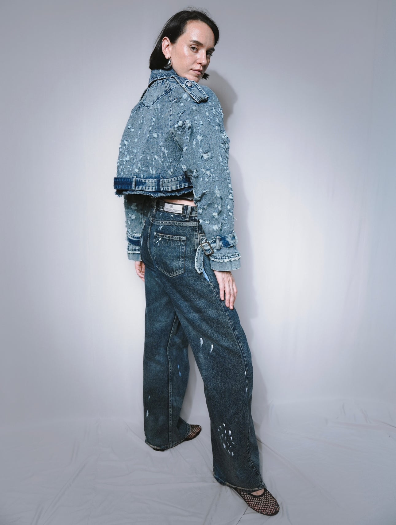 RIPPED-CROPPED TRENCH-COAT