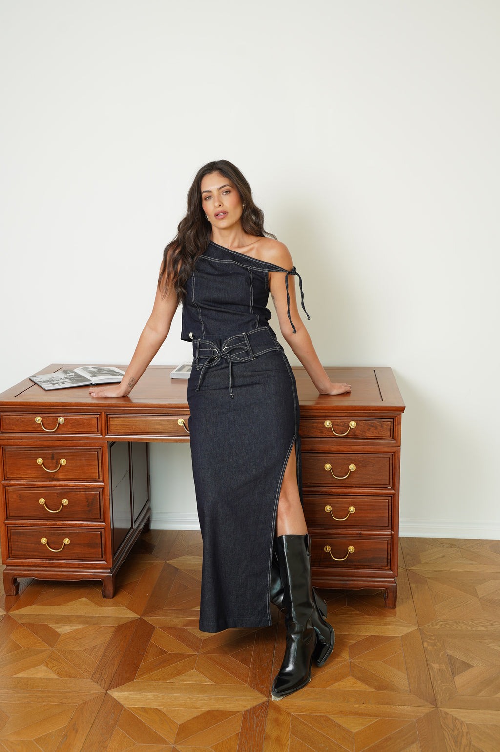 OFF & SLIT DENIM SET